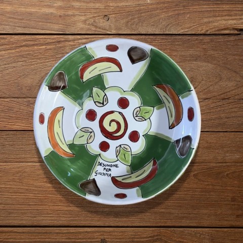 Piatto tondo fondo artigianale siciliano De Simone Giusina Cassata d'Amare Piatto tondo fondo artigianale siciliano De Simone Giusina Cassata d'Amare